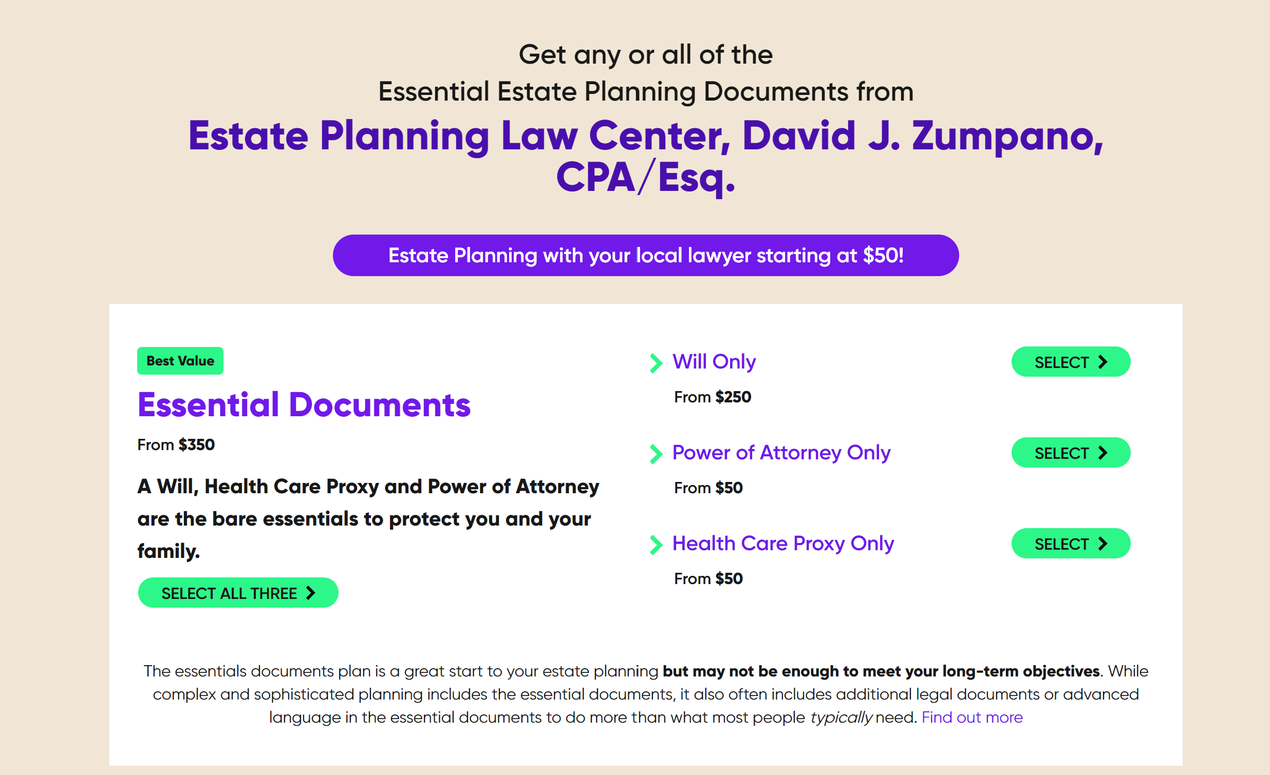 Get any of the essential estate planning documents from EPLC